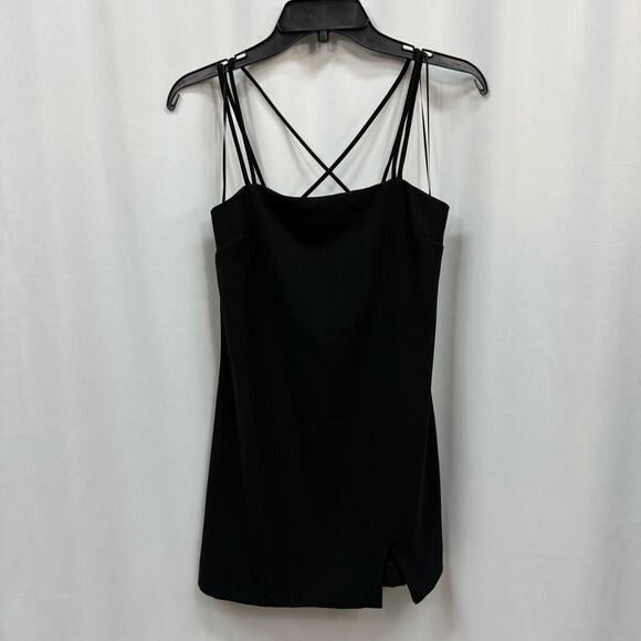 Zara Black Mini Dress Sheath Thigh Slit Cross Back Straps XS - Picture 1 of 5